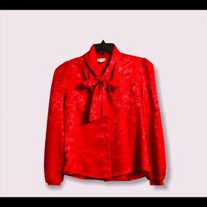 Vintage Red Ellen D Kollection long sleeved Dressy Blouse